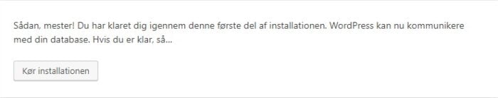 Kør WordPress installation